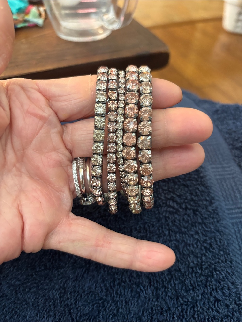 Sparkling Pink Crystal Stretch Bracelet Set. There are 5 of them